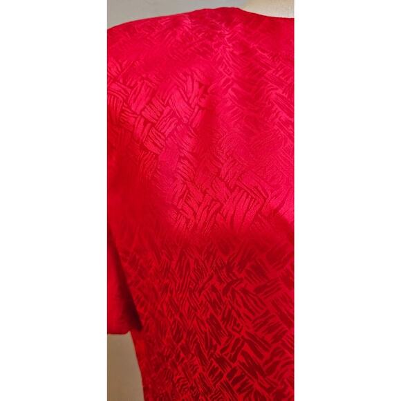 Vintage‎ 80s 100% Silk Liz Claiborne Red Sheath Dress & Jacket Set Sz 6 Petite - Picture 3 of 7